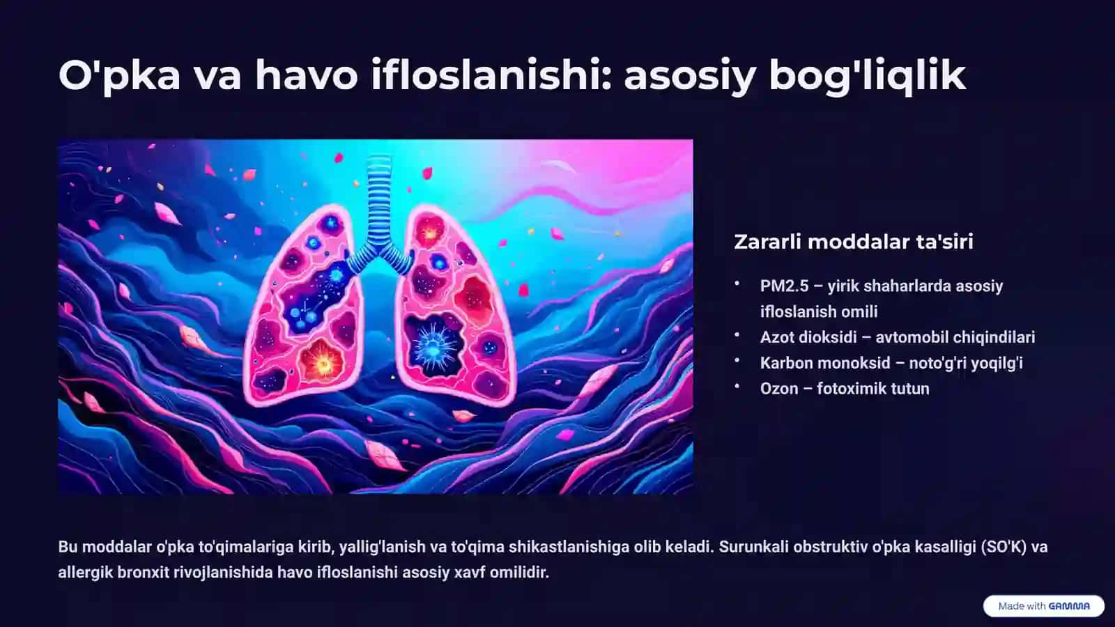 Havo ifloslanishining o'pka patologiyasidagi ahamiyati 4