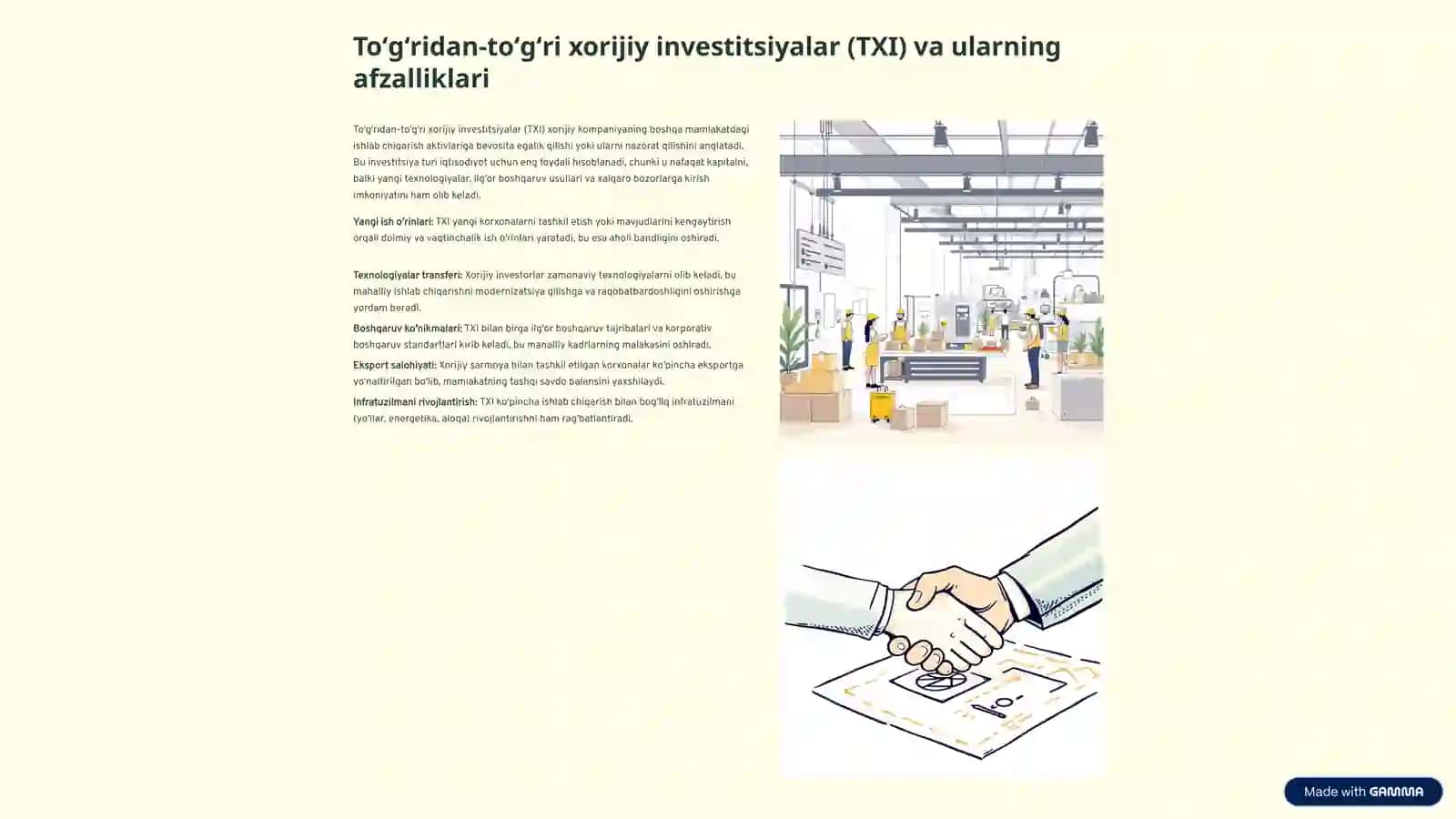 Iqtisodiyotni modernizatsiyalashda xorijiy investitsiyalarning oʻrni va ahamiyati 4