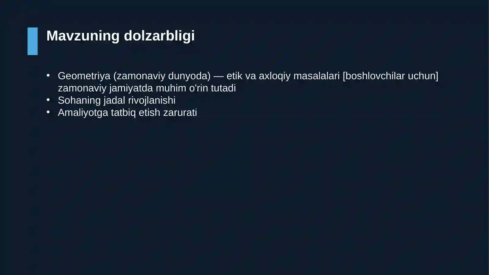 Geometriya (zamonaviy dunyoda) — etik va axloqiy masalalari [boshlovchilar uchun] 4