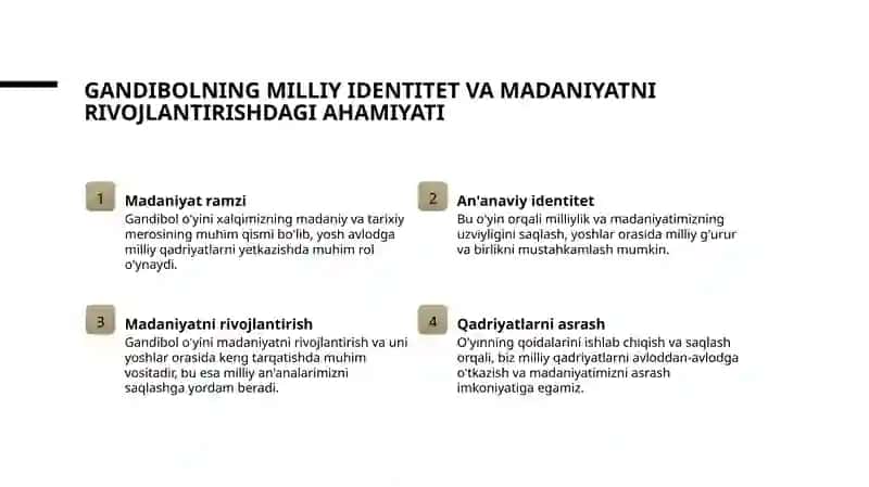 Gandibol o’yin qoidalari tayyorlashni 4