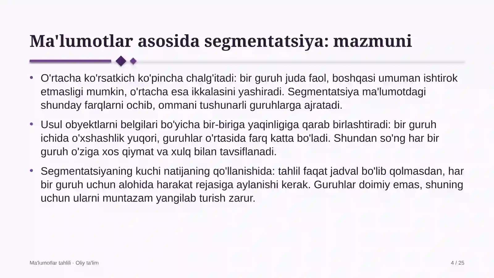 xususiy klinikalarda ma'lumotlar asosida segmentatsiya qilish 1932 4