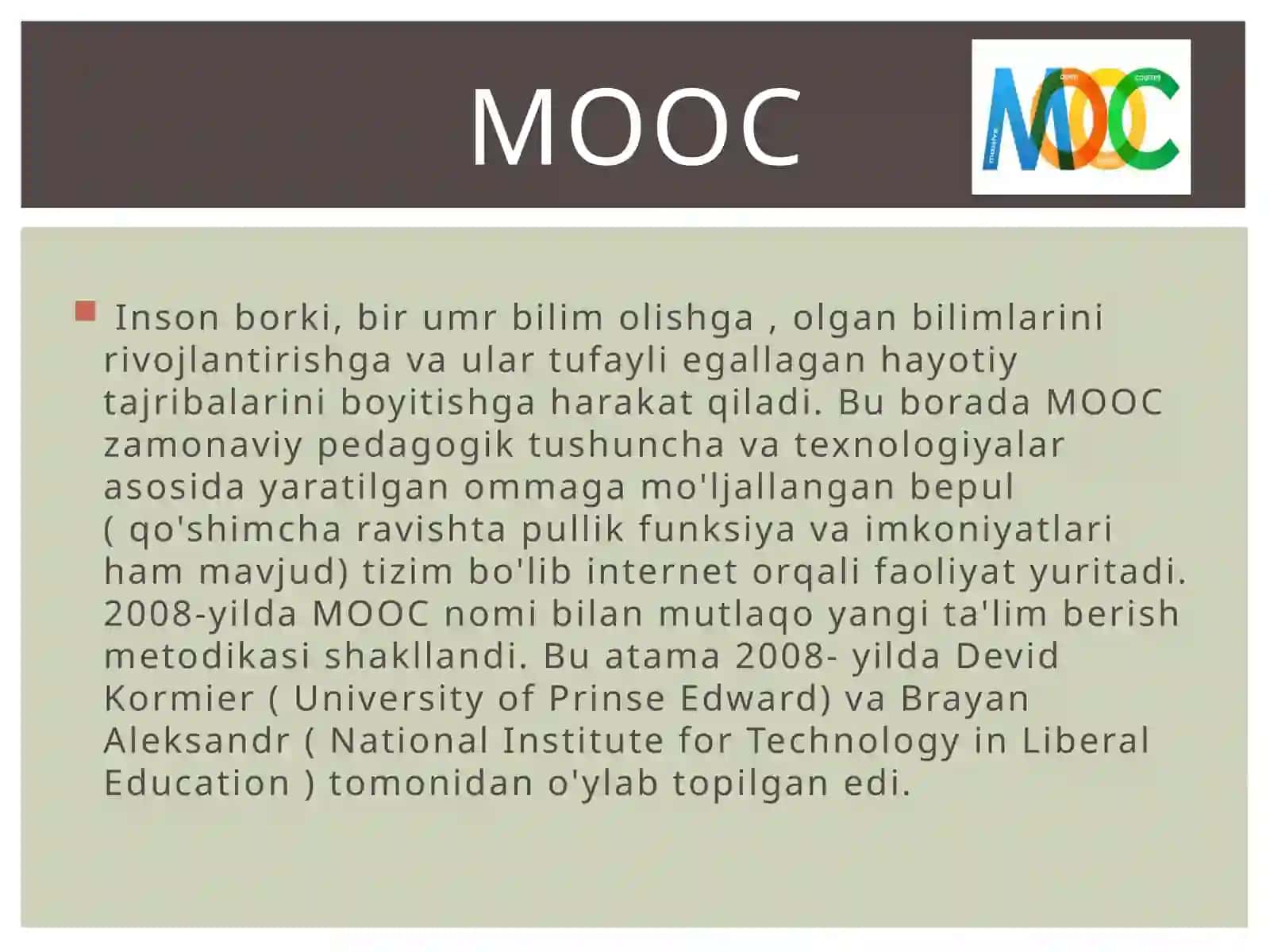 MOOC – ommaviy ochiq kurslarning asosiy imkoniyatlari 4