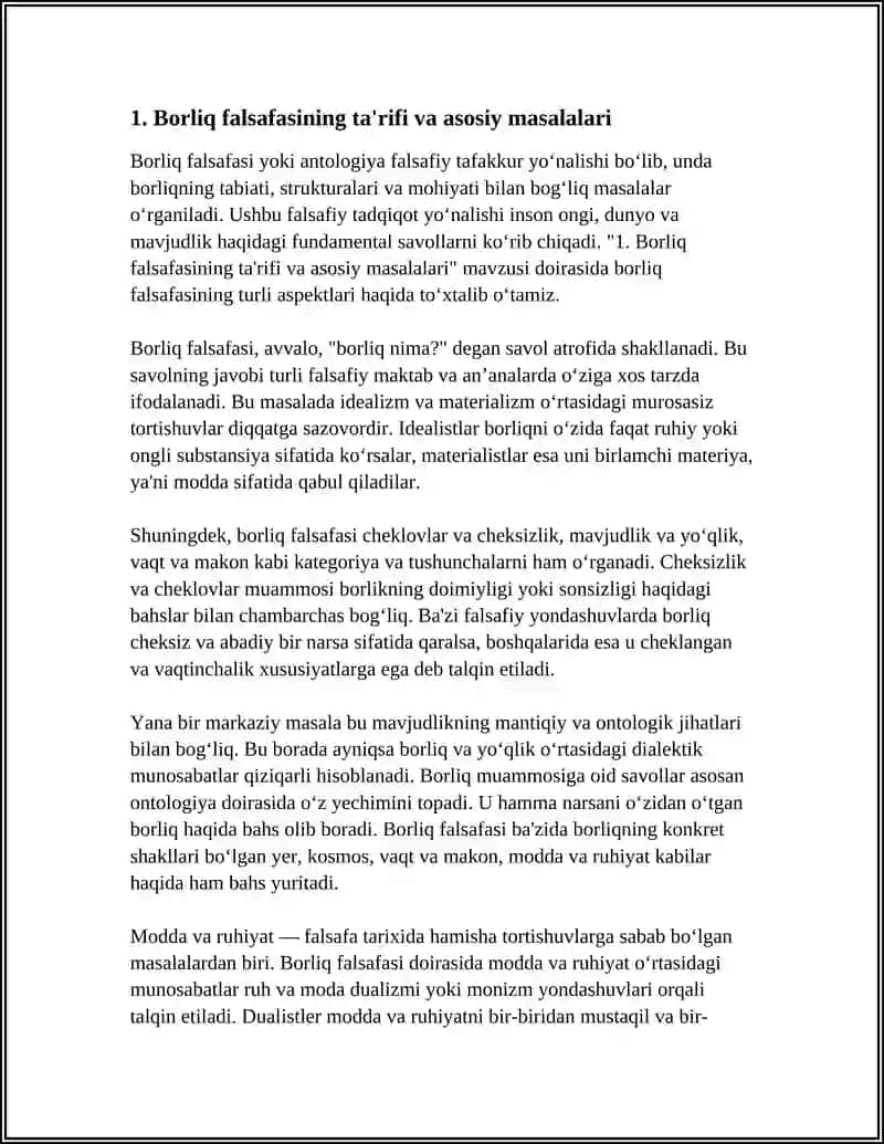 Borliq Falsafasi (Antalogiya) 4