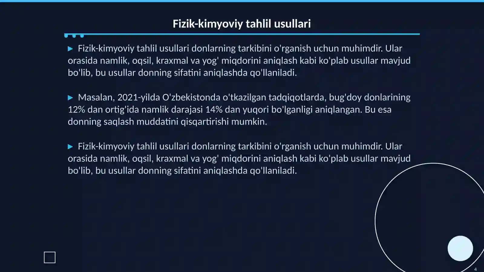 Donlarning tahlil usullari 4