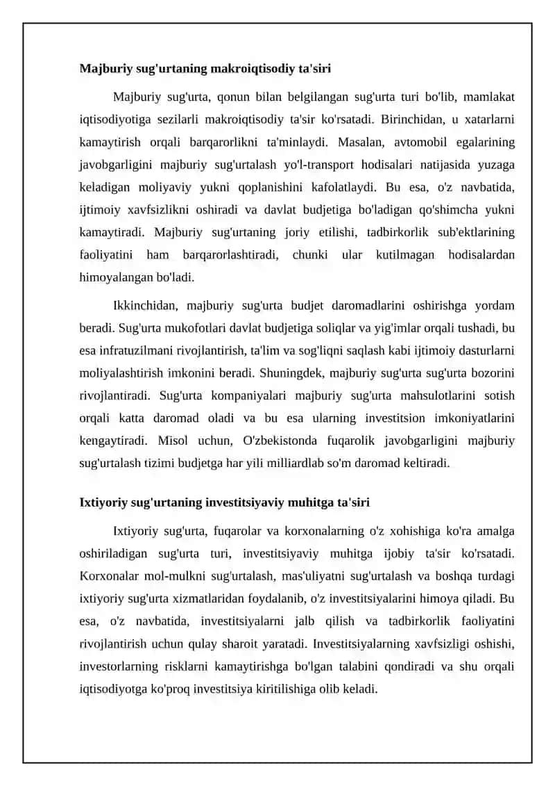 Majburiy va ixtiyoriy sug'urtaning iqtisodiy ahamiyati 4