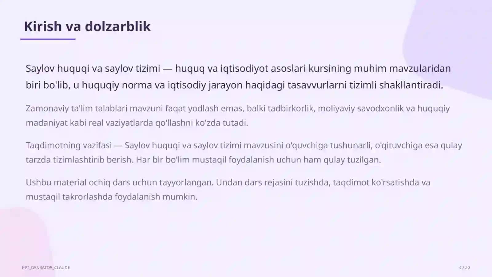 Saylov huquqi va saylov tizimi (10-sinf) 4