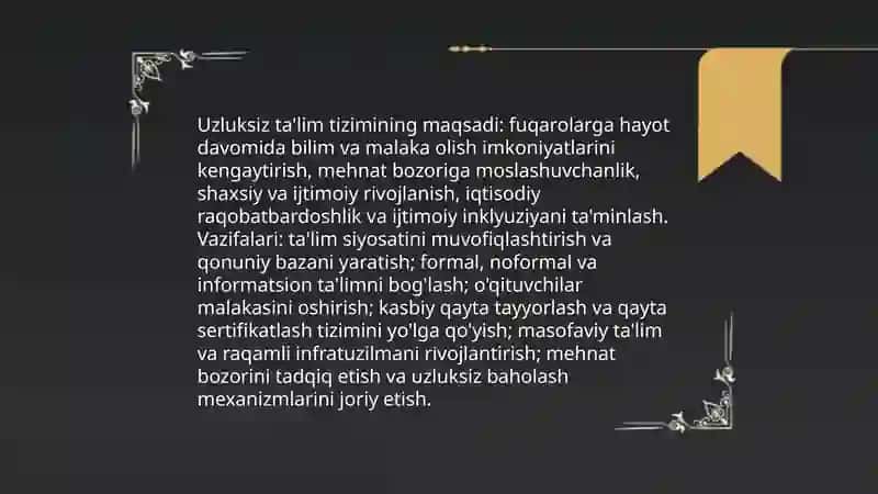 Uzluksiz ta'lim tizimining mohiyati va tarkibiy tuzilmasi 4