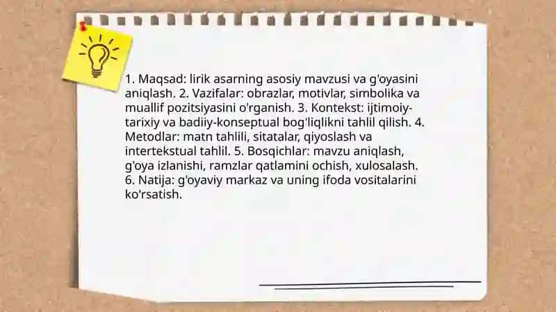 Lirik asarlarni tahlil qilish metodikasi 4