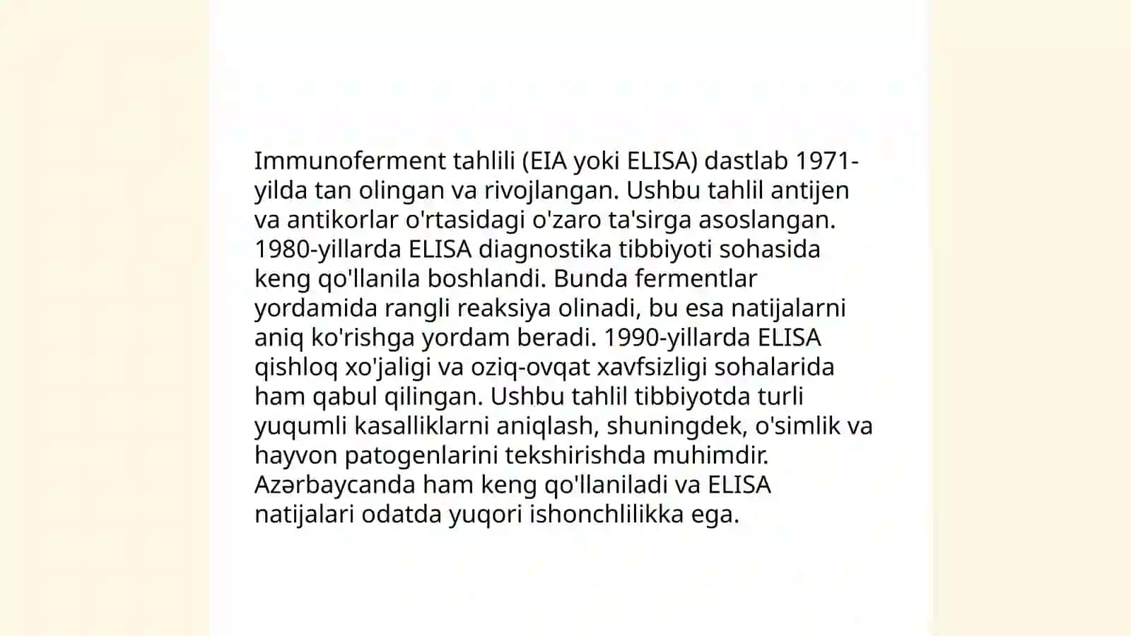 Immunoferment analizi usuli va uning viruslar diagnostikasida qo'llanilishini o'rganish 4