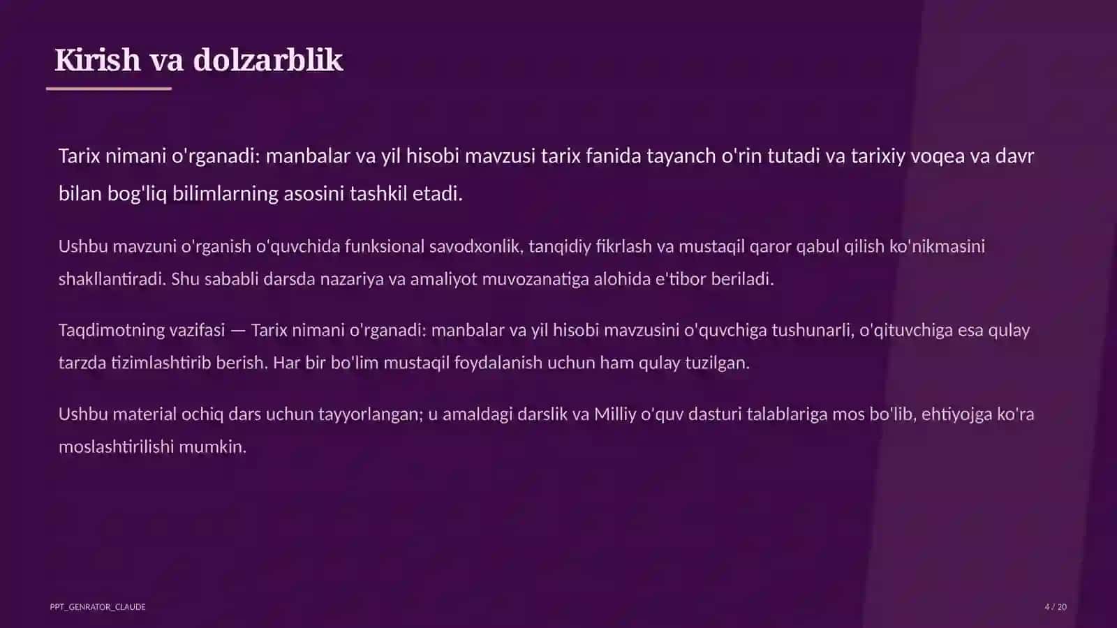 Tarix nimani o'rganadi: manbalar va yil hisobi (5-sinf) 4