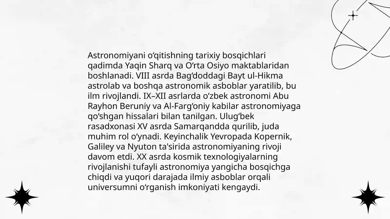 Yurtimizda astronimiya o‘qitish metodikasi tarixidan. Astronomiya o‘qitishning asosiy masalalari 4