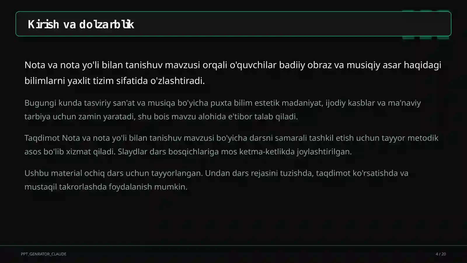 Nota va nota yo'li bilan tanishuv (2-sinf) 4