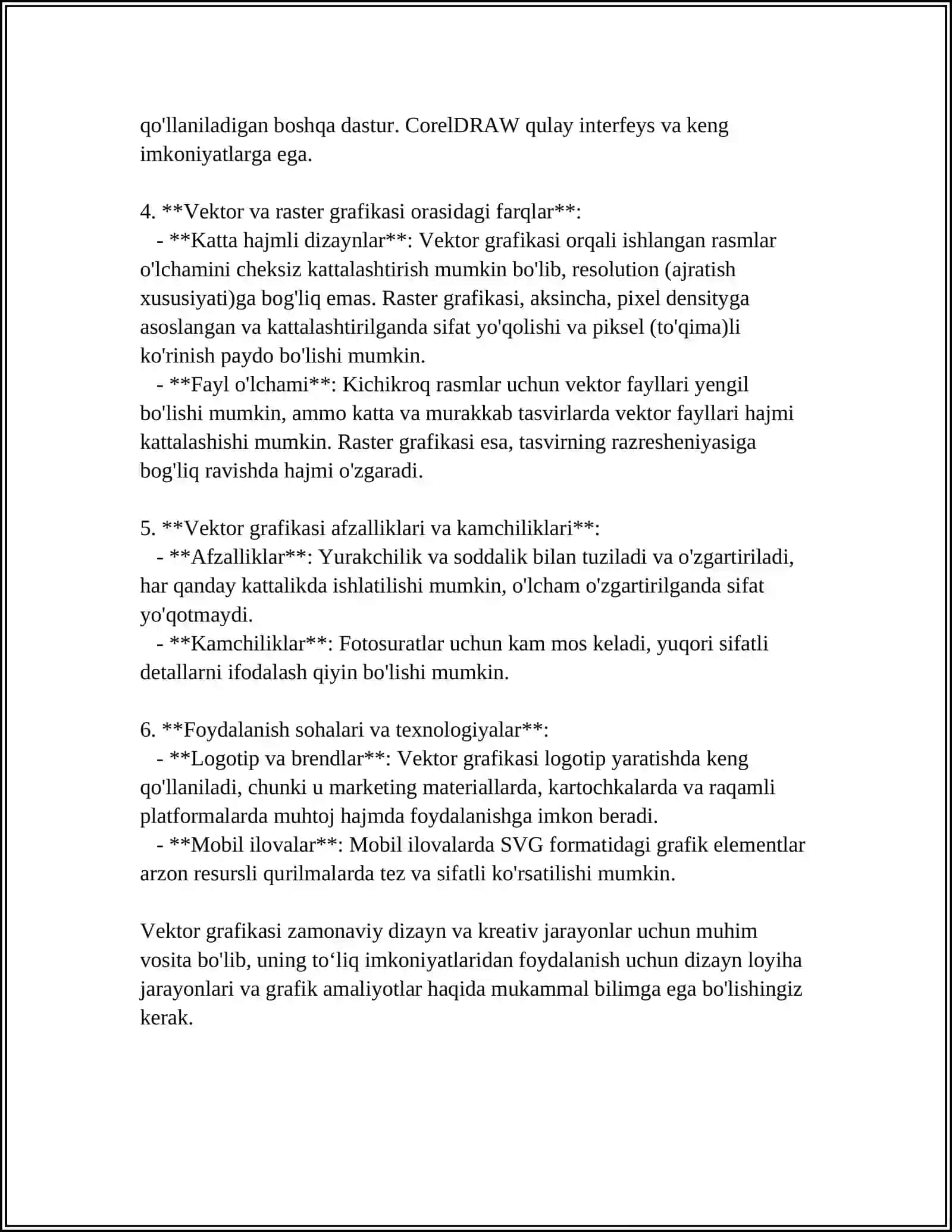 COREL DRAW DASTURI BILAN ISHLASHNING QO’SHIMCHA IMKONIYATLARI 4