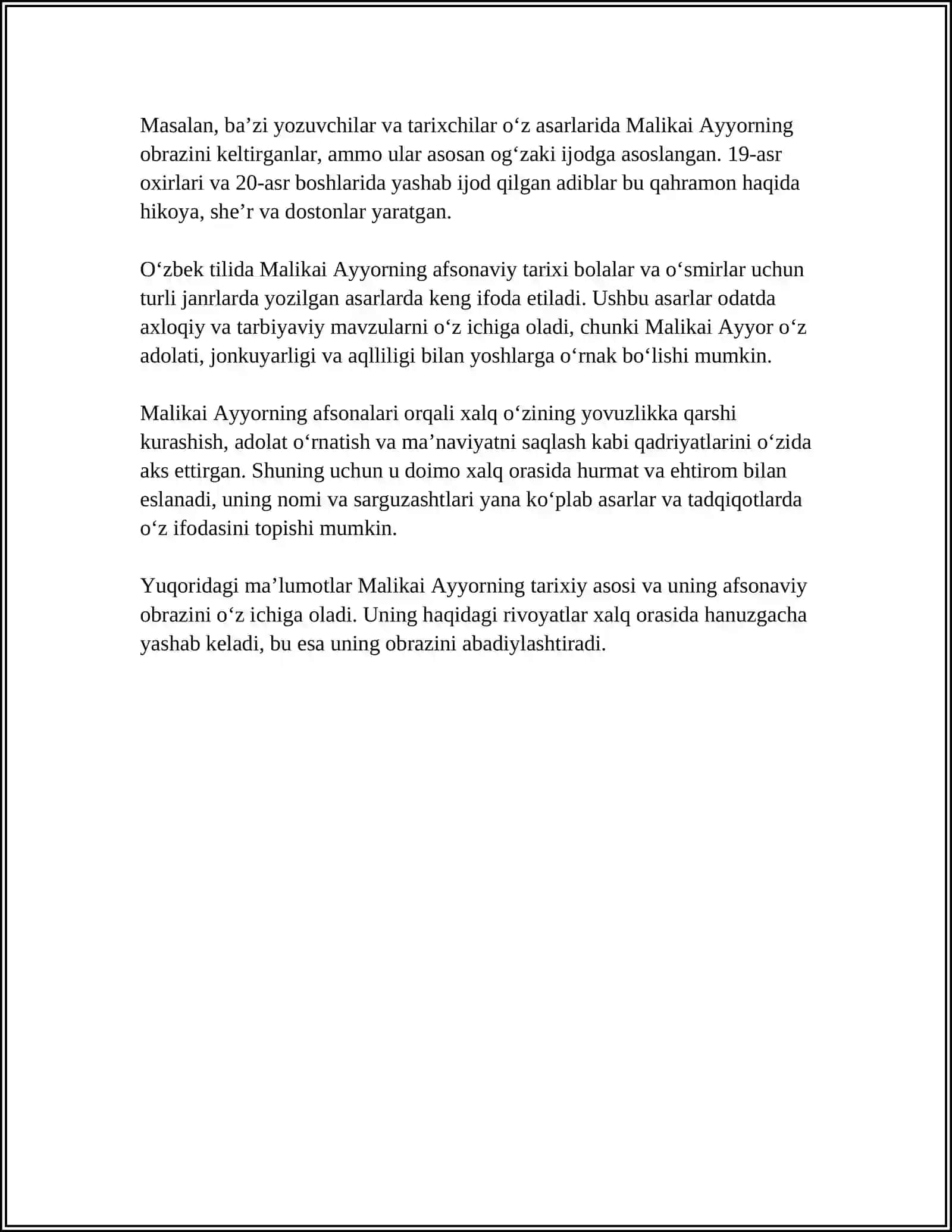 "MALIKAI AYYOR" DOSTONI HAQIDA 4