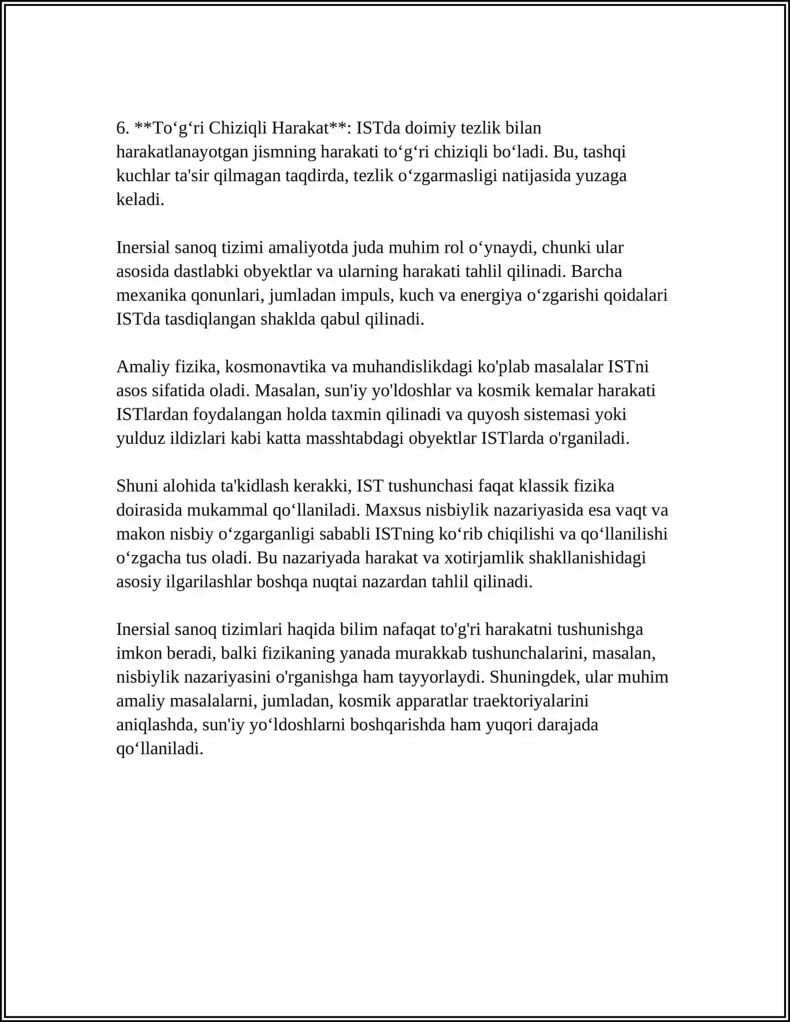 INERAIL VA NOINERSIAL SANOQ TIZIMLARI, GALILEYNI NISBIYLIK PRINSIPI 4
