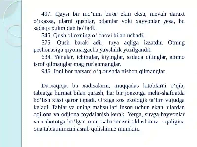 Hadislar va Ekologiya 4