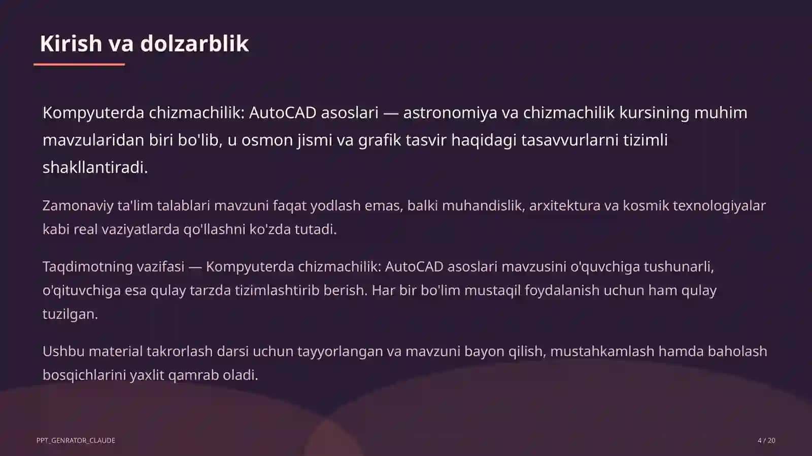 Kompyuterda chizmachilik: AutoCAD asoslari (9-sinf) 4
