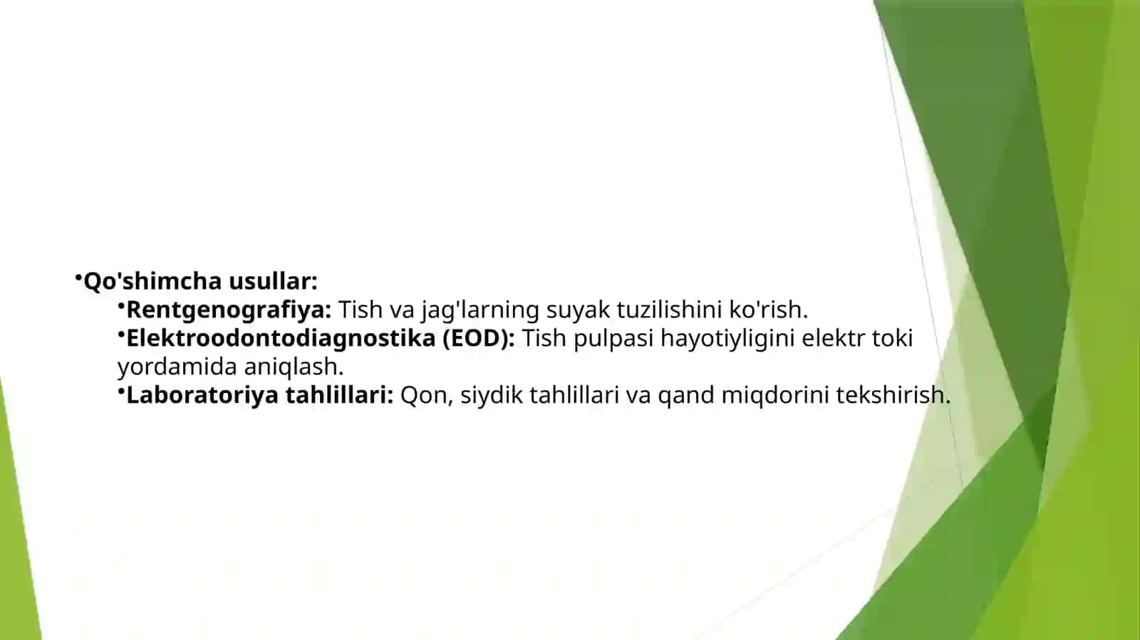 Stomatologik bemor teshirish usullari 4