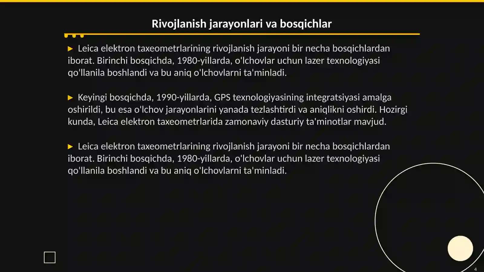 Leica elektron taxeometrlarining asosiy qismlari va qoʻllanilish sohalari 4