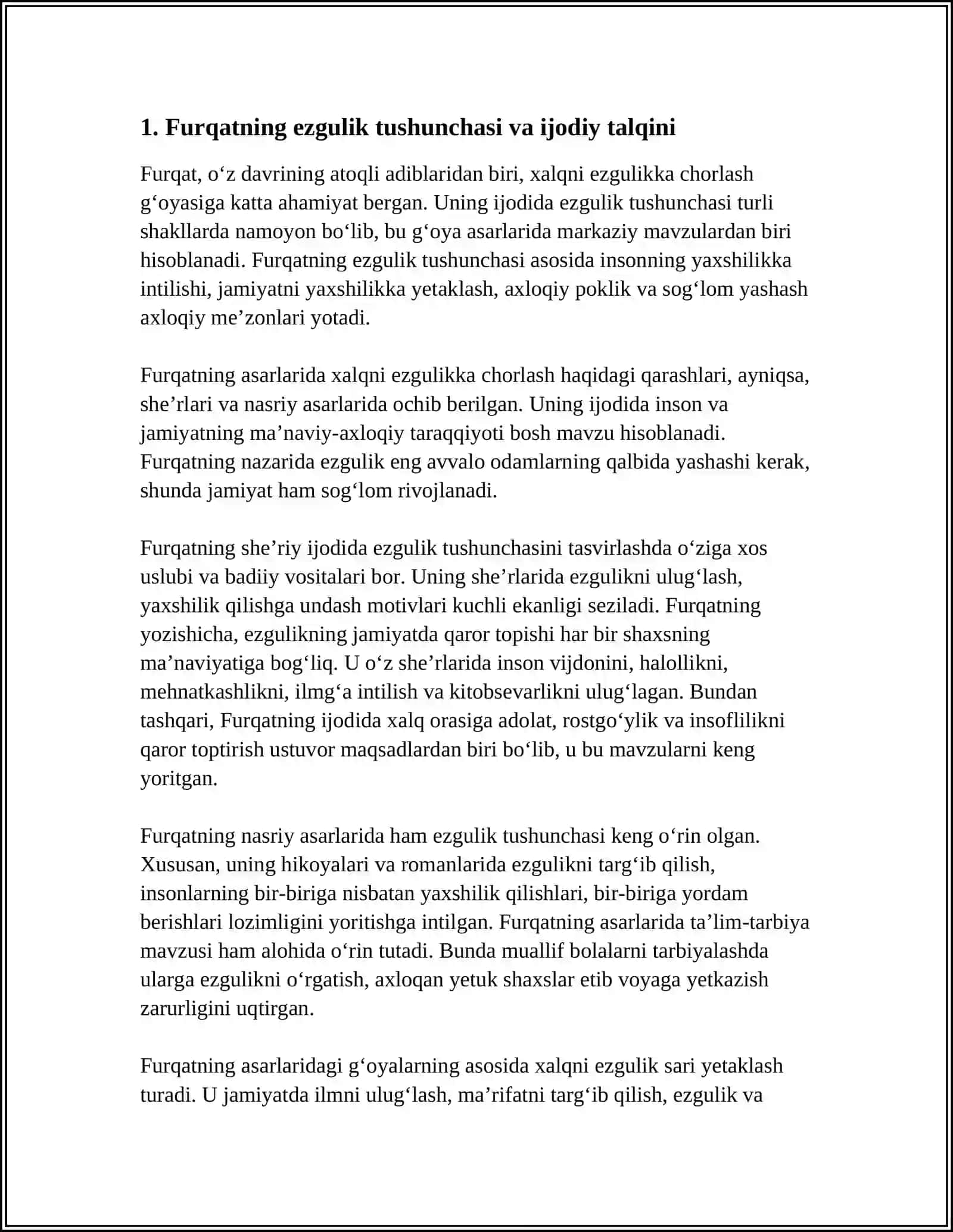 Furqatning Ijodida Xalqni Ezgulikka Chorlash Haqidagi Qarashlari 4