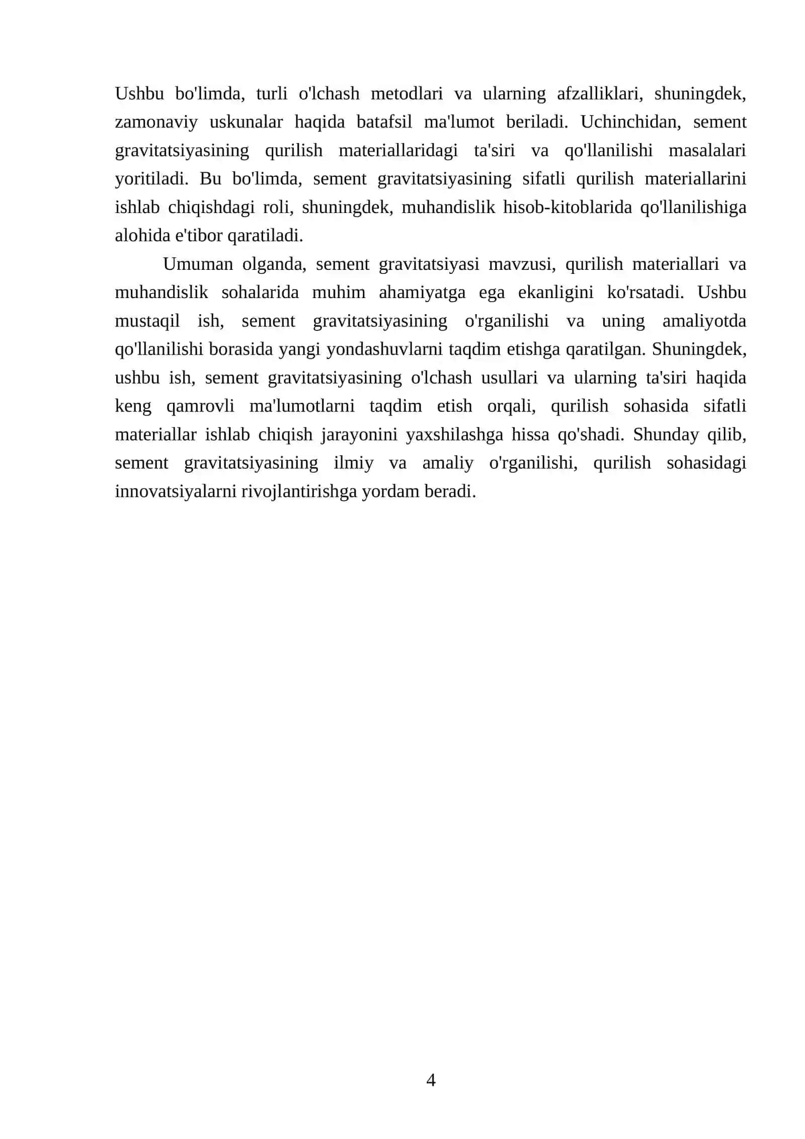 BOG‘LOVCHI MODDALAR TEXNOLOGIYASI. FANIDAN TAYYORLAGAN MUSTAQIL ISHI 4