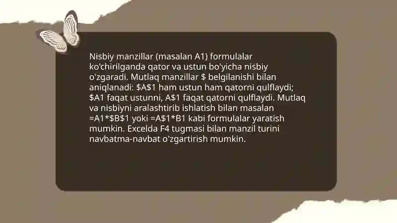 Excelda amallar bajarish 4
