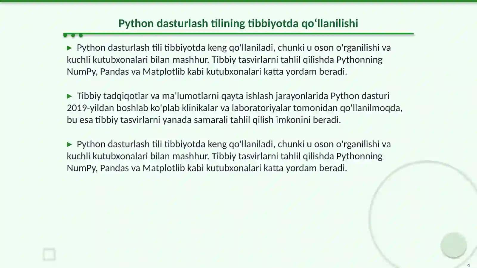 Tibbiy tasvirlarni Python va mashinali o‘qitish asosida tahlil qilish 4