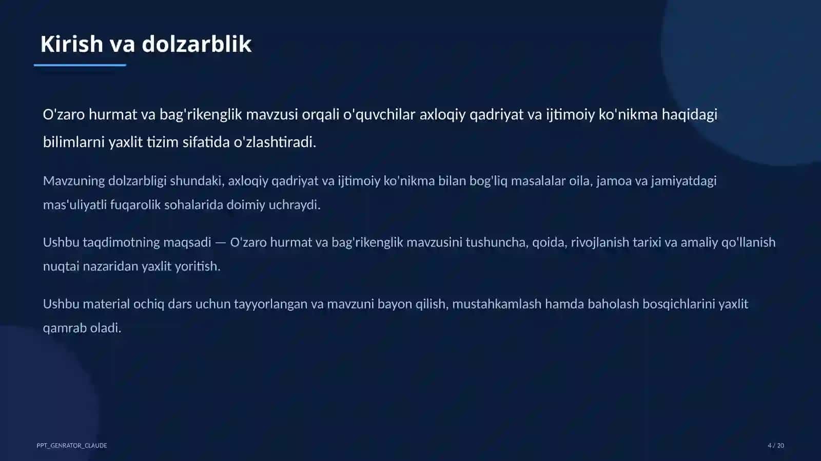 O'zaro hurmat va bag'rikenglik (7-sinf) 4