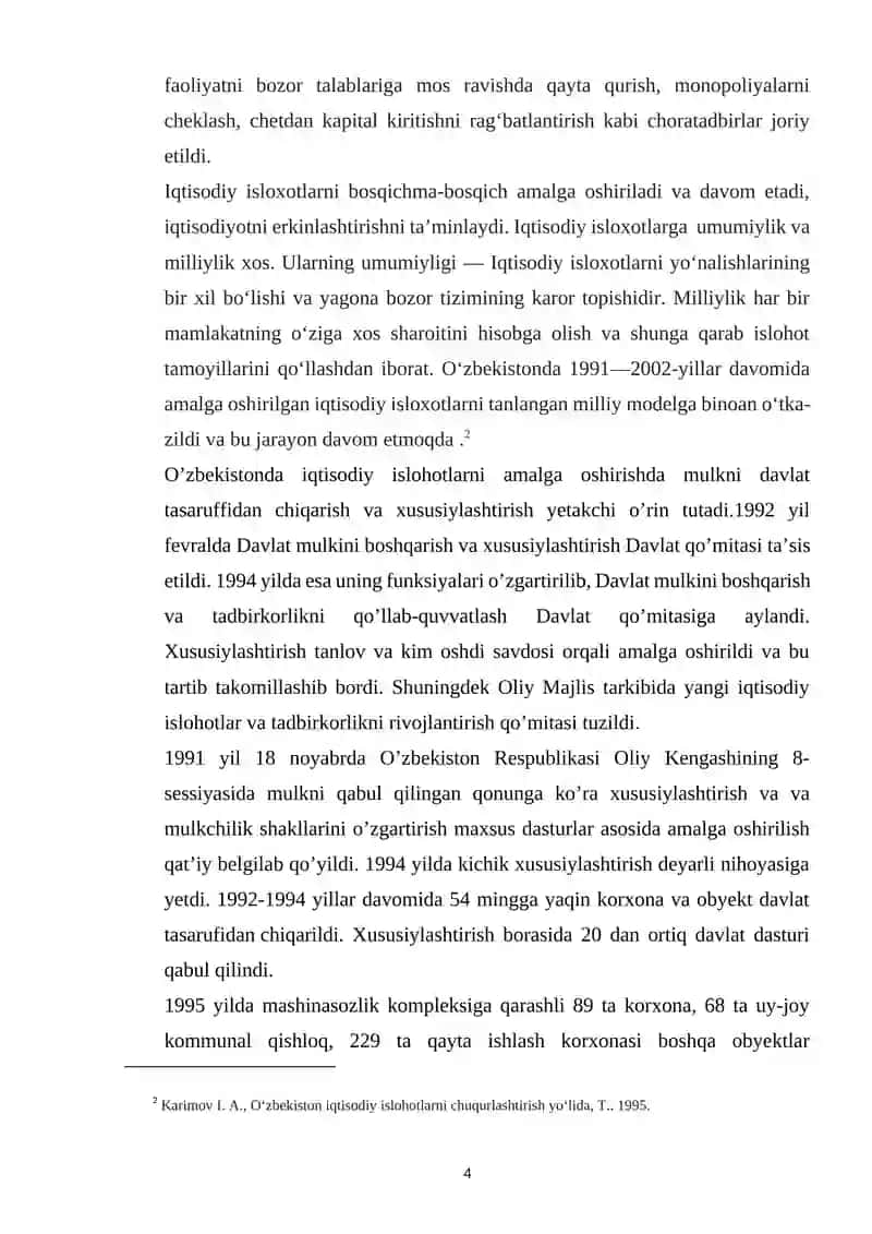 O'zbekistonda Iqtisodiy Isloxotlarni Amalga Oshirilishi 4