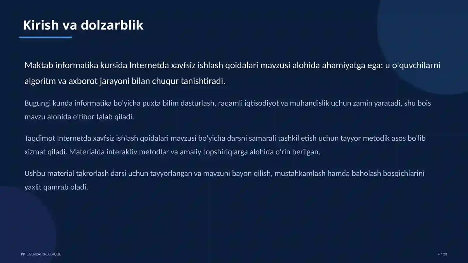 Internetda xavfsiz ishlash qoidalari (5-sinf) 4