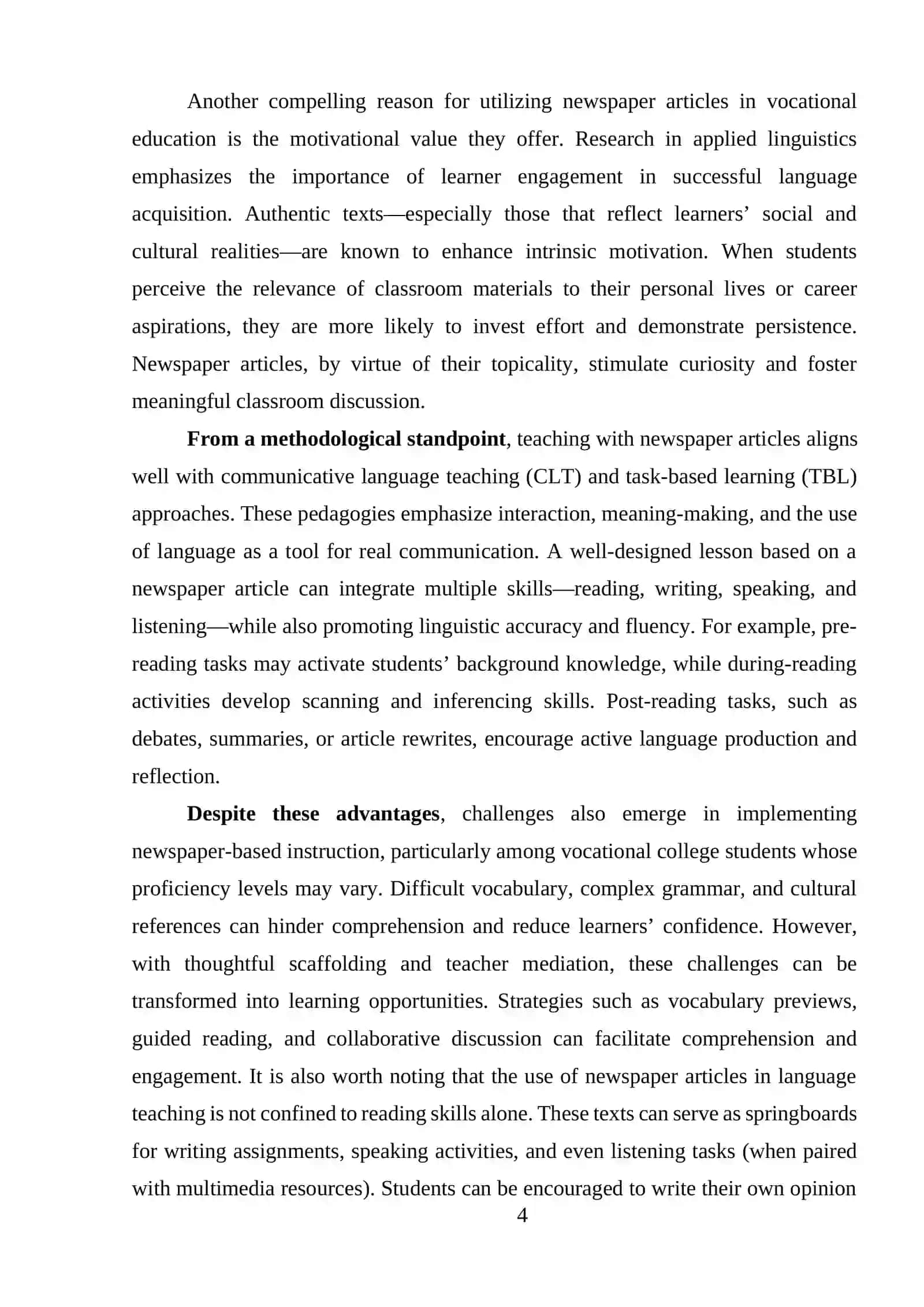 Course Paper: Working on Newspaper Articles with Vocational College Learners 4
