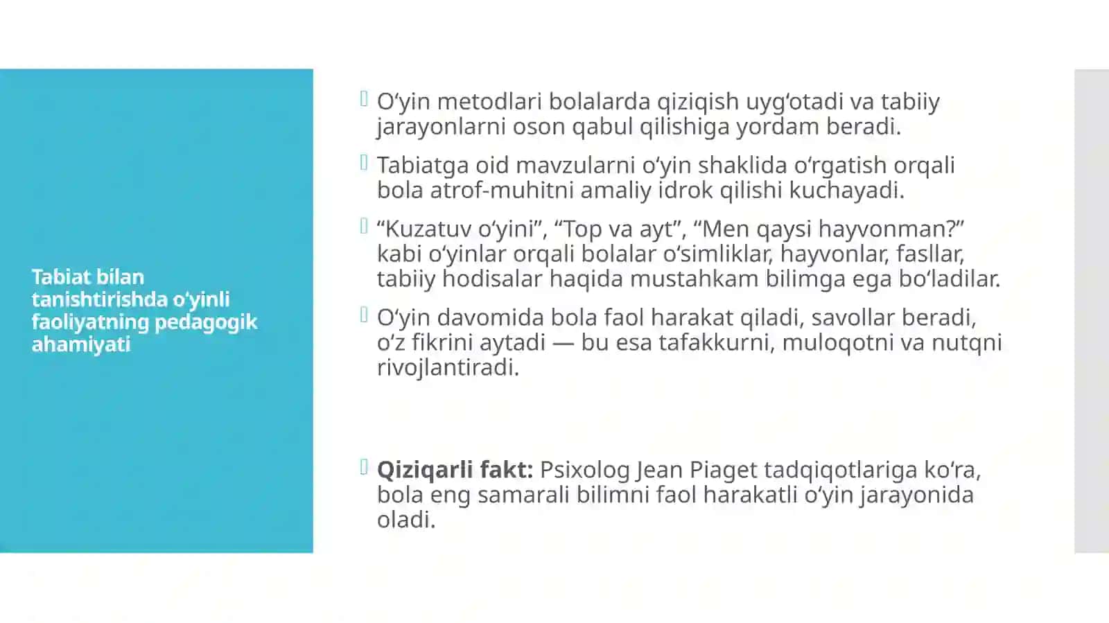 Maktabgacha Taʼlim Tashkilotlarida Oʻyinli Usullarni Qoʻllash Orqali Tabiat Bilan Tanishtirishning Ahamiyati 4