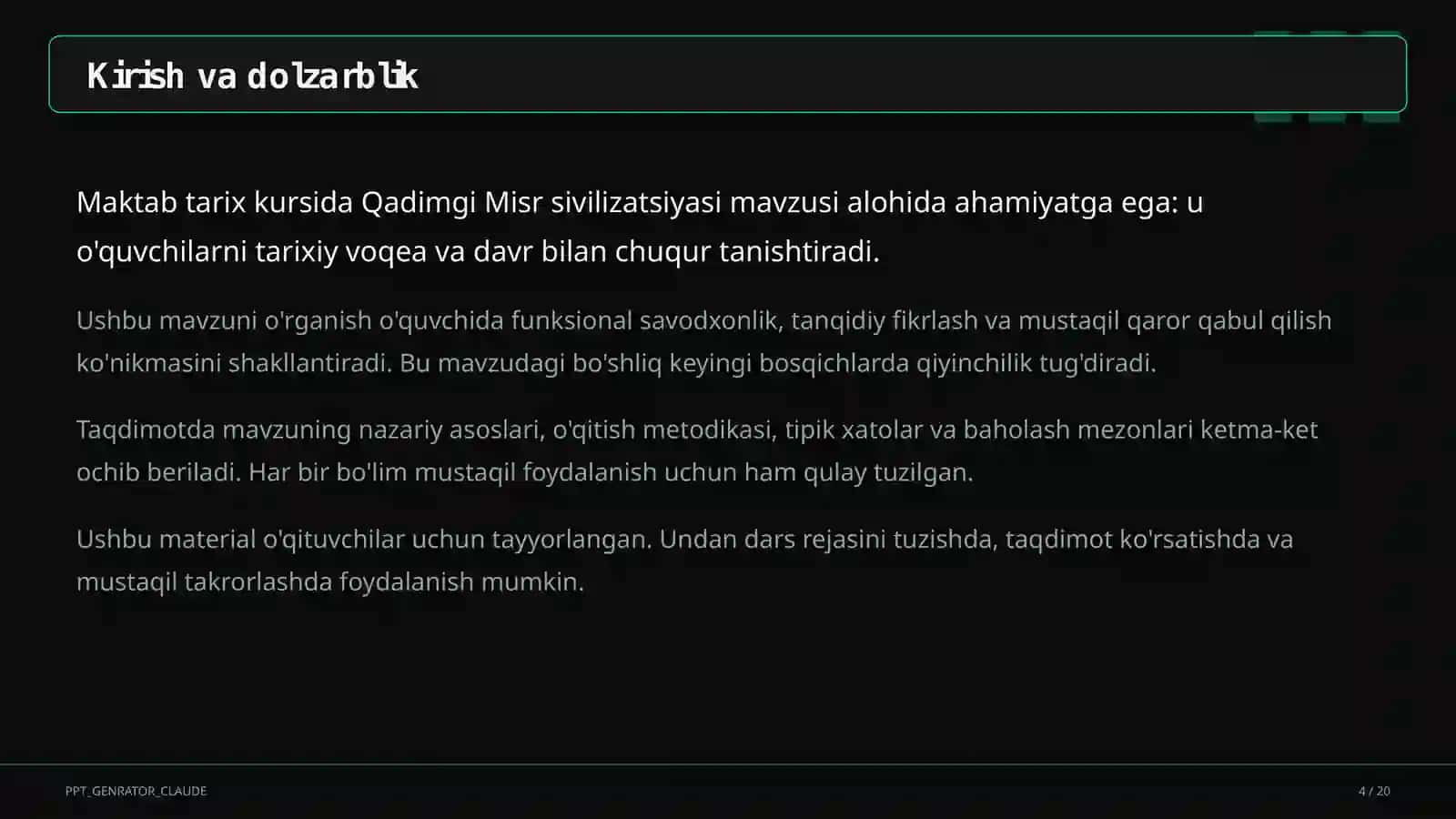 Qadimgi Misr sivilizatsiyasi (6-sinf) 4