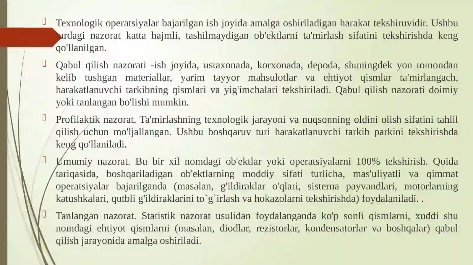 Texnik nazoratni tashkillashtirish 4