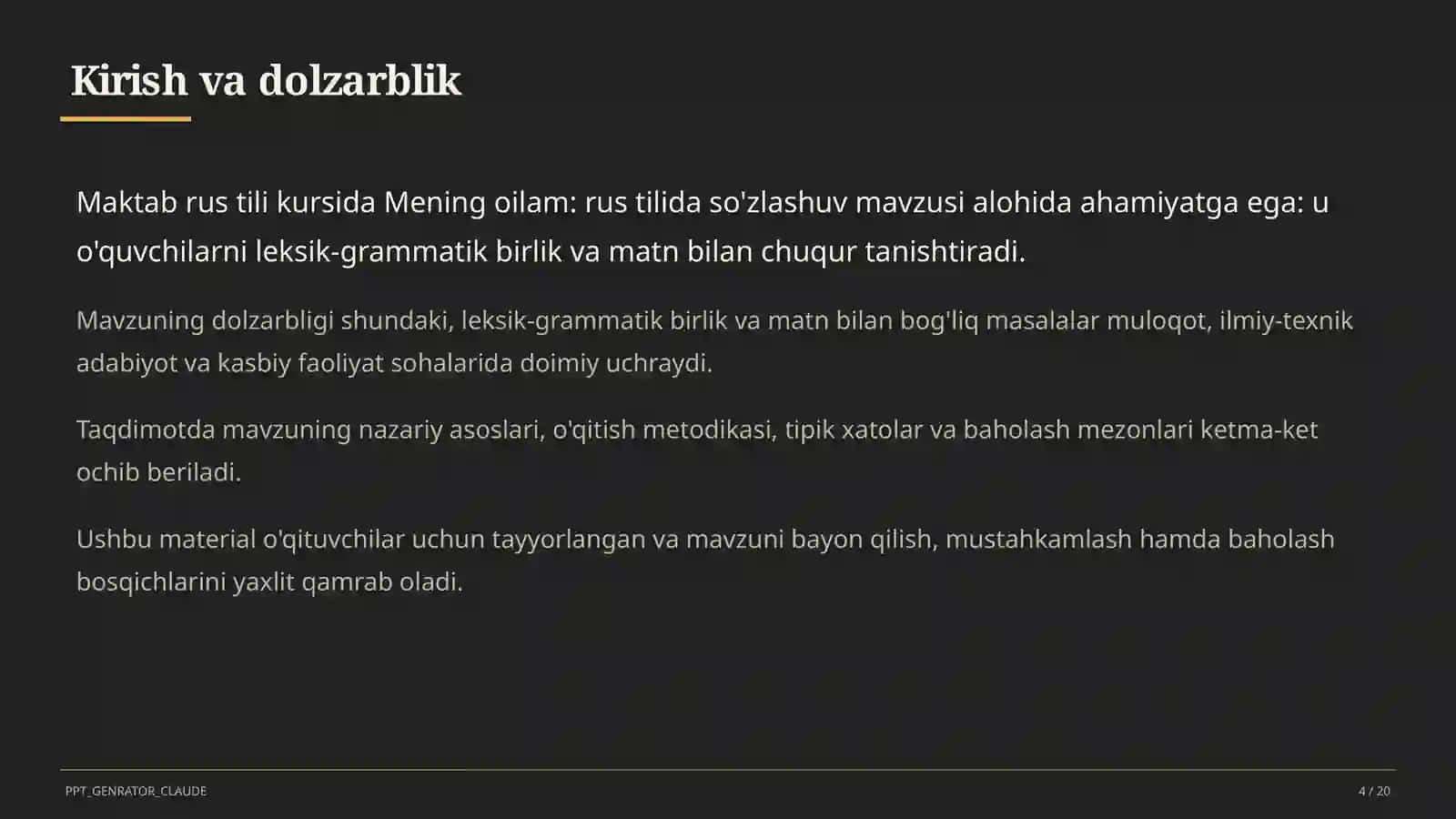 Mening oilam: rus tilida so'zlashuv (3-sinf) 4