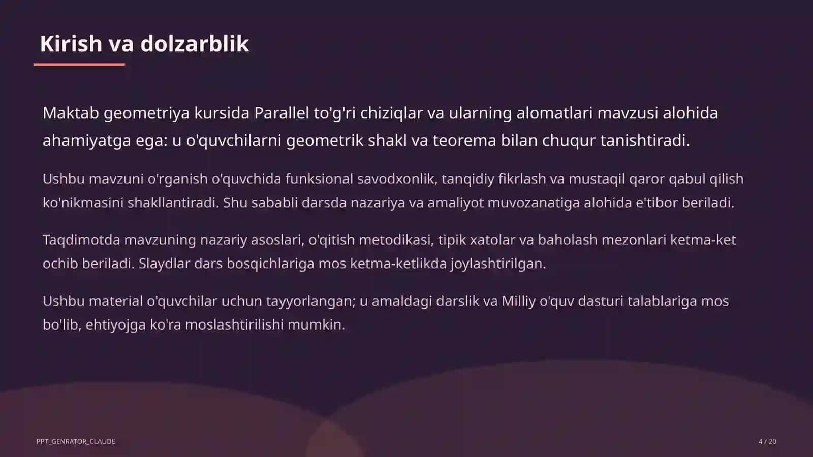 Parallel to'g'ri chiziqlar va ularning alomatlari (7-sinf) 4