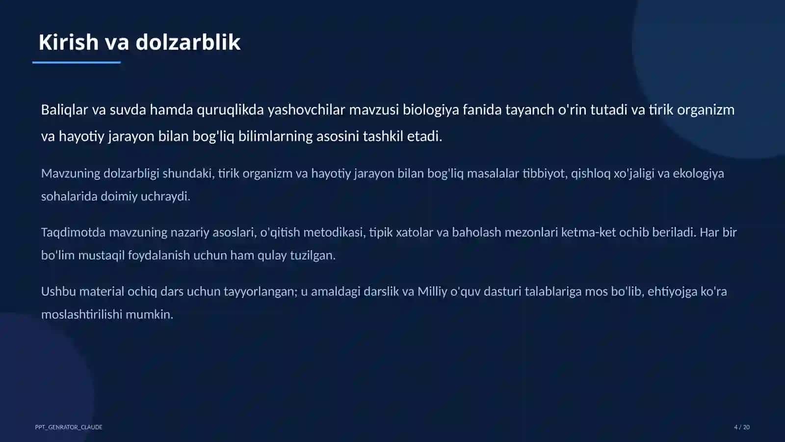 Baliqlar va suvda hamda quruqlikda yashovchilar (7-sinf) 4