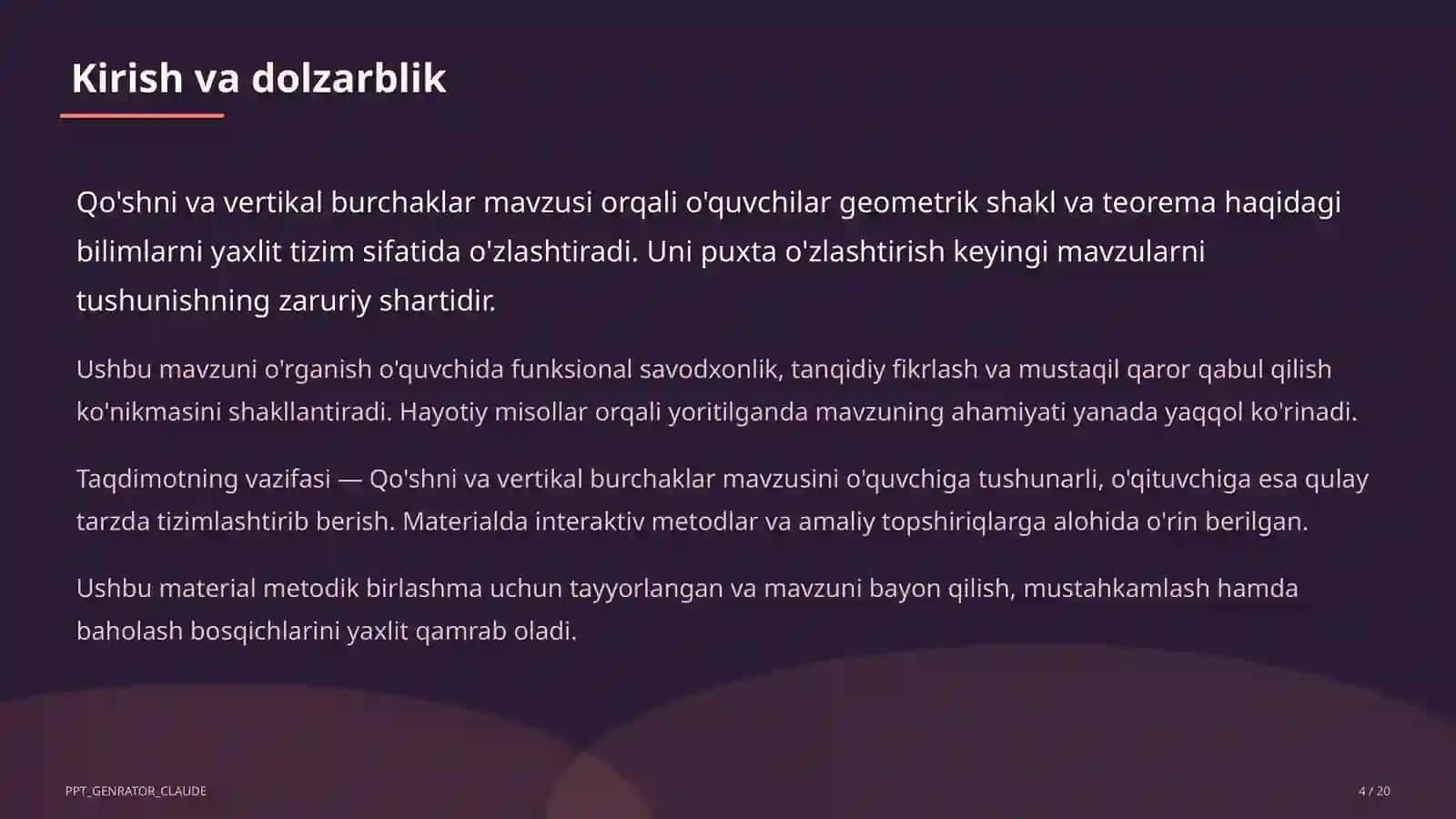 Geometriya (7–11) — metodik birlashma uchun 4