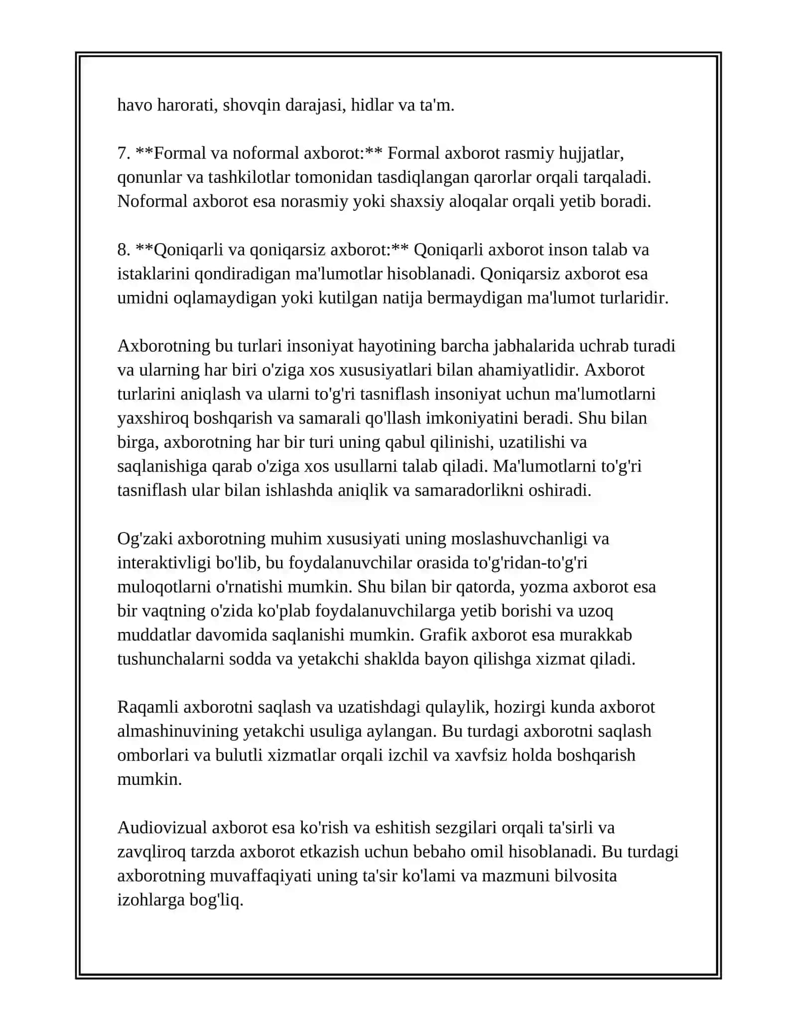 Axborot Turlari va Uning Manbalari 4