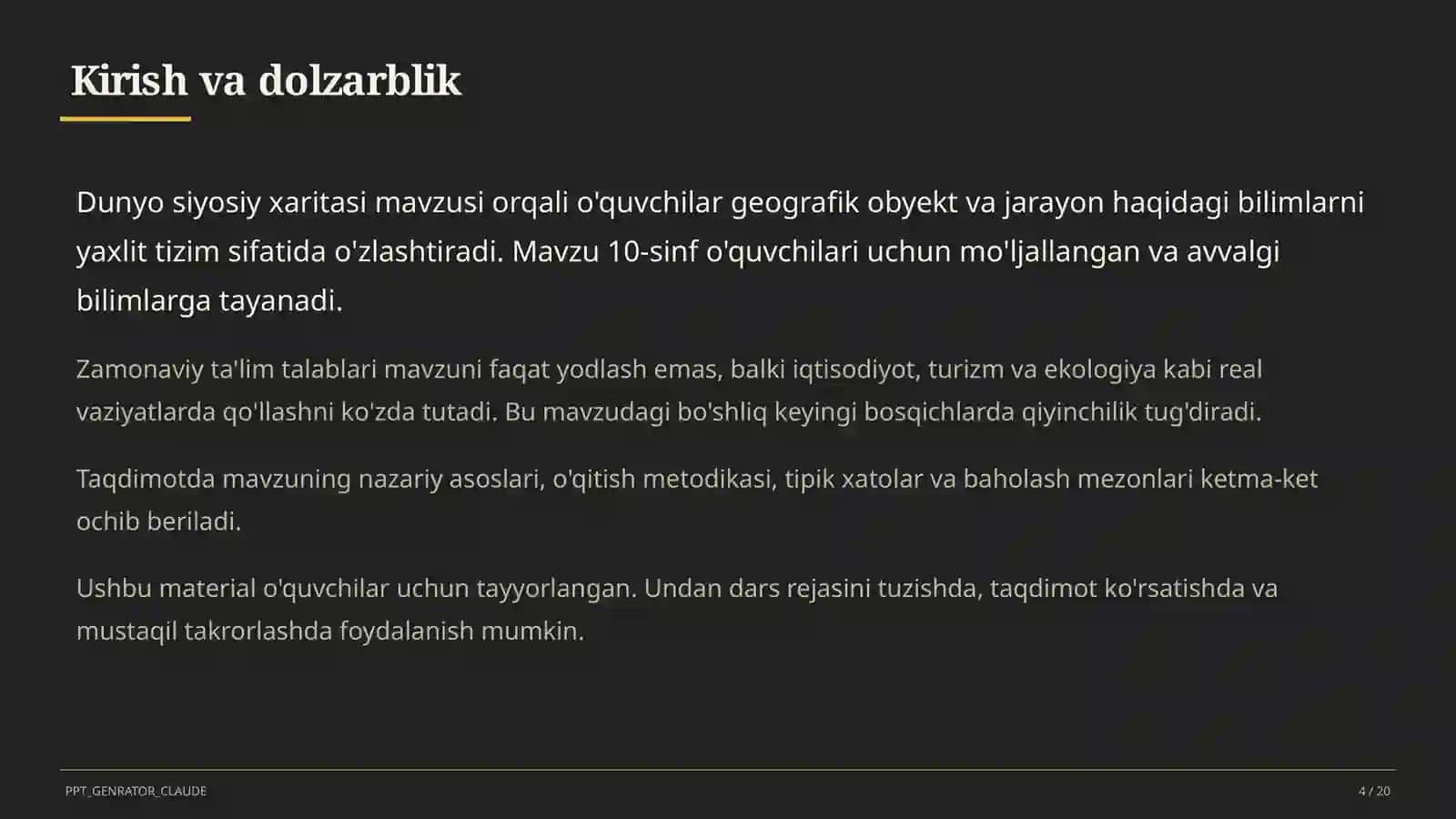 Dunyo siyosiy xaritasi (10-sinf) 4