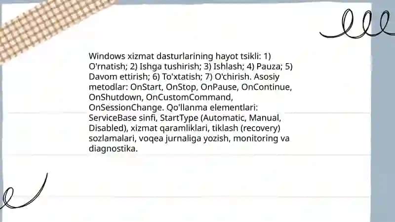 Windows xizmatchi dasturlari 4