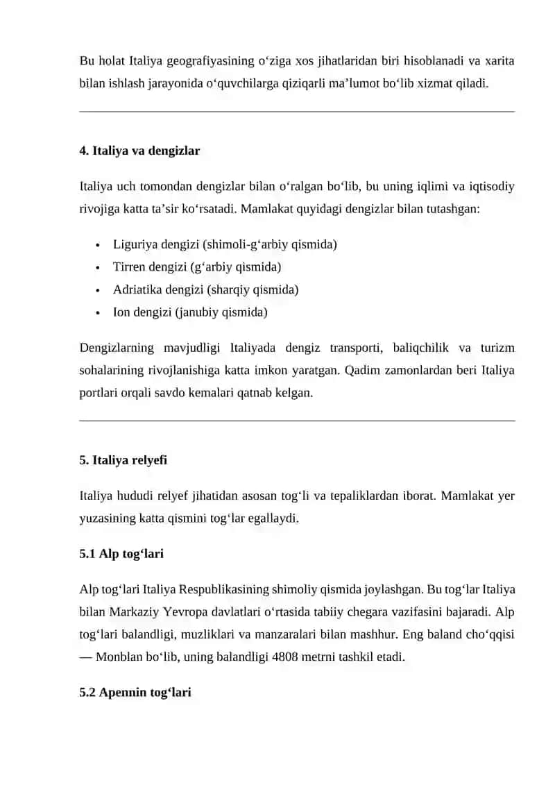 Italiya Respublikasining geografik o‘rni 4