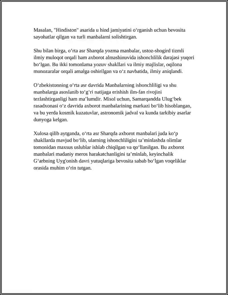 OʻRTA ASR SHARQ VA GʻARBNING UYGʻONISH DAVIDA AXBOROT MAʼLUMOTLARGA BULGAN MUNOSABAT 4