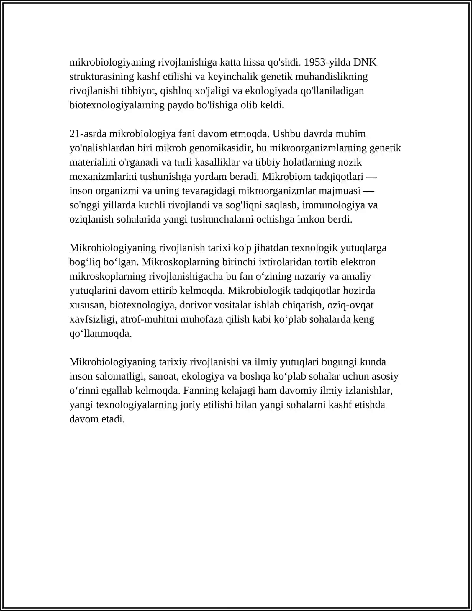 MIKROBIOLOGIYA, VIRUSALOGIYA VA IMMUNOLOGIYA TO'G'RISIDA TUSHUNCHA VA FANNING RIVOJLANISH TARIXI 4