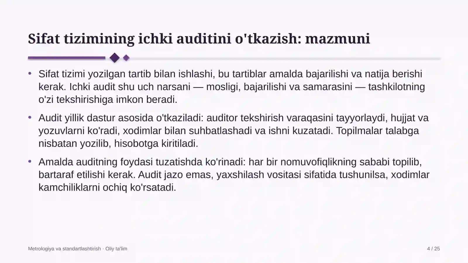 qandolatchilik sexlarida sifat tizimining ichki auditini o'tkazish 7476 4