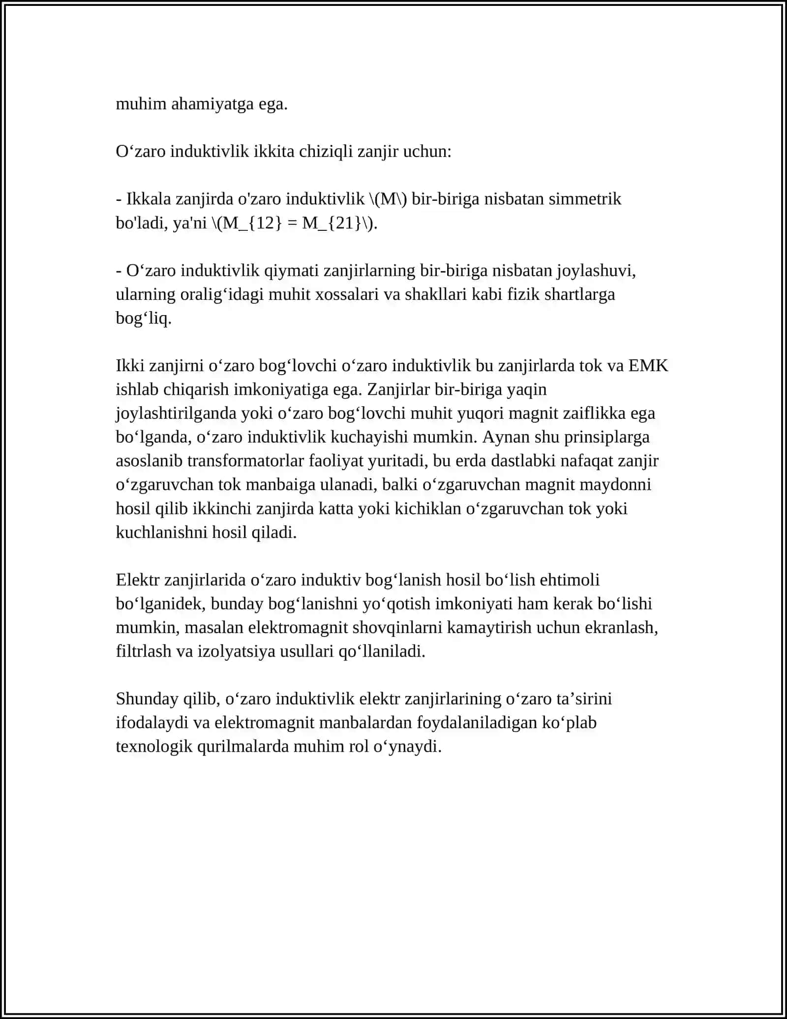 O‘ZARO INDUKTIV BOG‘LANGAN ZANJIRLAR 4