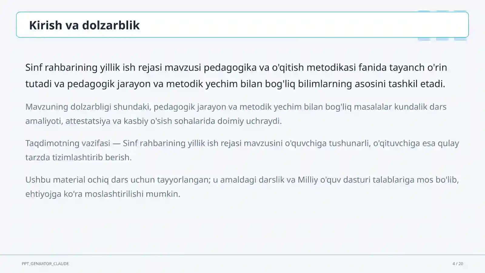 Sinf rahbarining yillik ish rejasi 4