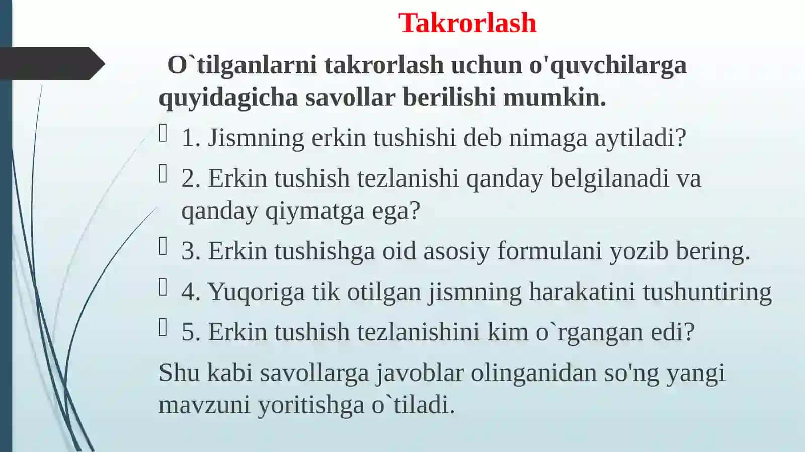 Moddiy nuqtaning aylanmalar teskari 4
