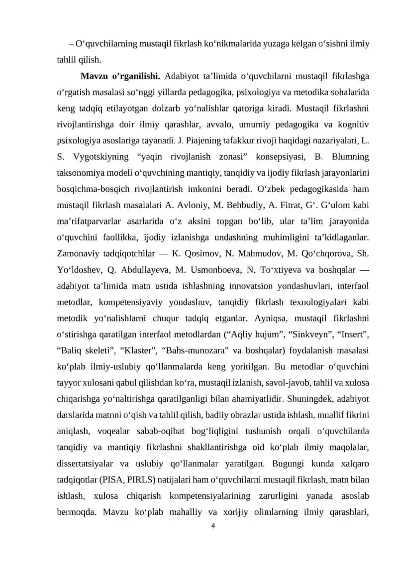 Adabiyot Darslarida Mustaqil Fikrlashning Nazariy-Asosiy Tamoyillari 4