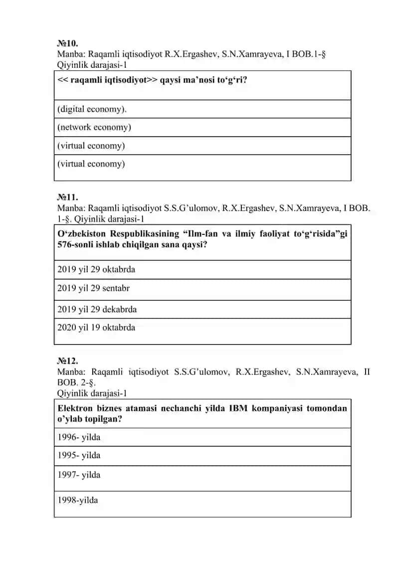 Raqamli iqtisodiyot tets 200 ta 4